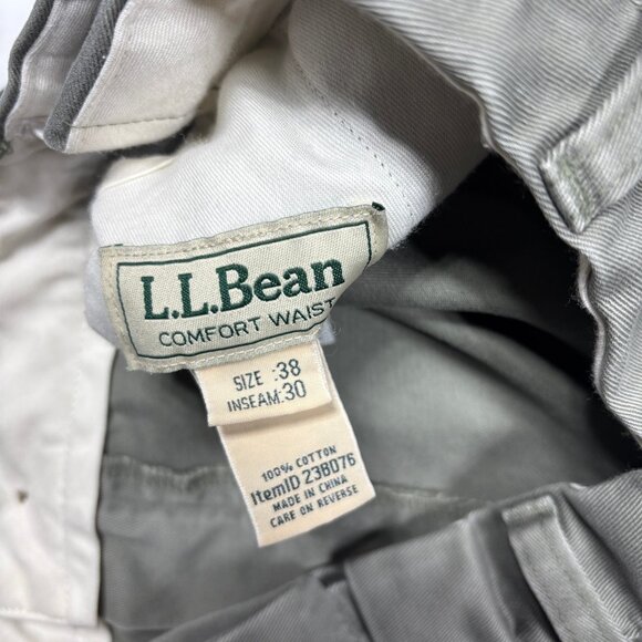 Lot of 2 LL Bean Comfort Waist Chino Pleated Pants Slacks Blue / Gray Mens 38x30 - Picture 5 of 16